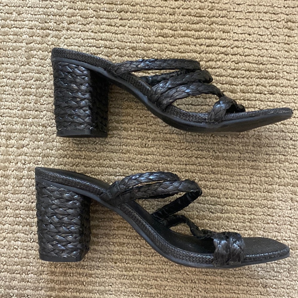 Braided black heels